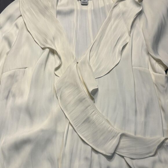 A New Day Shirt Womens XS White Ruffle Wrap Long Bell Sleeve Blouse Top - Picture 5 of 15